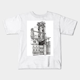 Brickhouse Saigon Vietnam Pen and Ink Illustration Kids T-Shirt